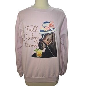 Gildan Talk Dirty To Me Kentucky Derby Horse Pink Sweatshirt Size Medium